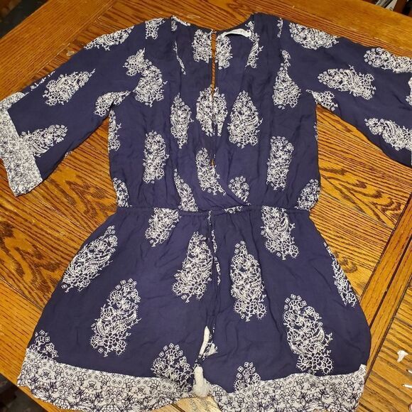 Faithfull  the brand blue&white floral romper sz s - Picture 1 of 3
